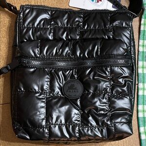 Pajar Shiny Black Quilted Messenger Bag